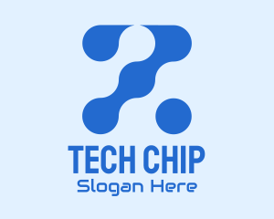 Chipset - Blue Circuit Network logo design