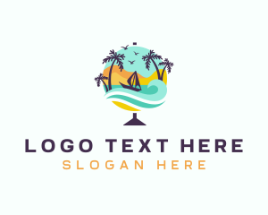 Beach - Travel Sailboat Globe logo design