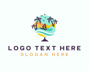 Tropical - Travel Sailboat Globe logo design