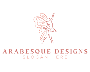 Arabesque - Butterfly Ballerina Dance logo design