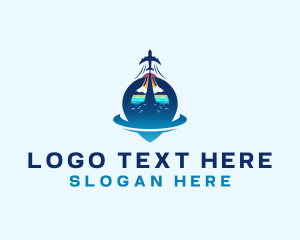 Island - Plane Travel Vacation logo design