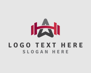 Trainer - Weightlifting Arrow Letter A logo design