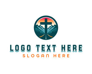 Theology - Religious Cross Road logo design