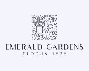 Floral Shovel Backyard logo design