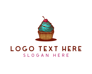 Badge - Sweet Cherry Cupcake logo design