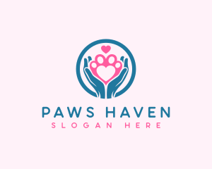 Paw Hand Heart logo design