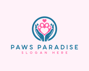 Paw Hand Heart logo design