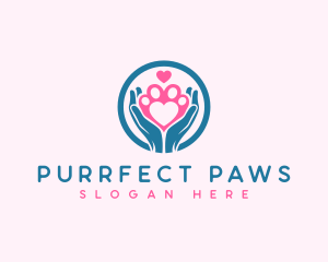 Paw Hand Heart logo design