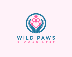 Paw Hand Heart logo design