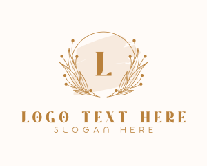 Watercolor - Gold Wreath Lettermark logo design