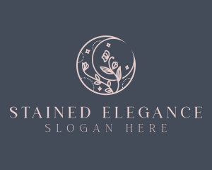 Elegant Floral Moon logo design