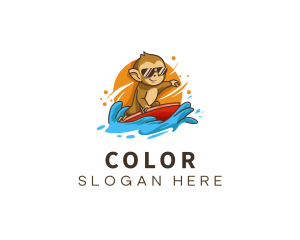 Tropical - Monkey Surfing Summer logo design