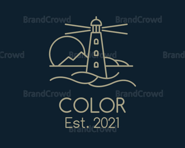 Brown Lighthouse Sunset Logo