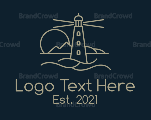 Brown Lighthouse Sunset Logo