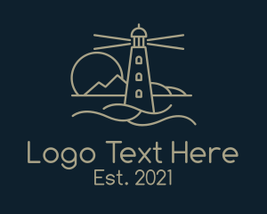 Coast - Brown Lighthouse Sunset logo design