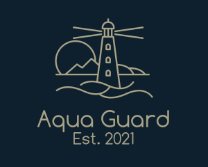 Lifeguard - Brown Lighthouse Sunset logo design