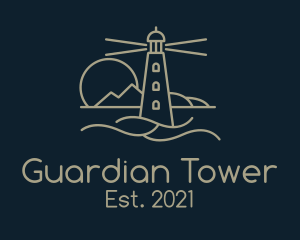 Brown Lighthouse Sunset  logo design