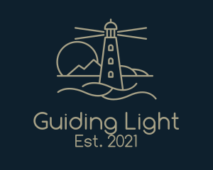 Brown Lighthouse Sunset  logo design