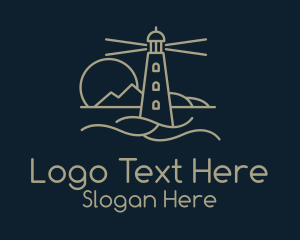 Brown Lighthouse Sunset  Logo