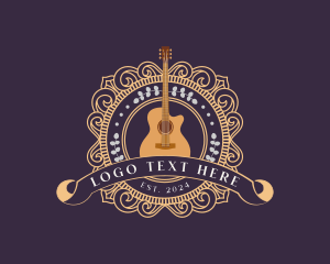 Badge - Acoustic Guitar Instrument logo design