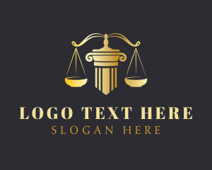 Justice - Golden Scale Pillar logo design