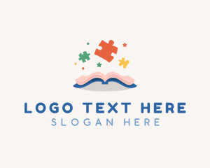 School - Puzzle Book Play logo design