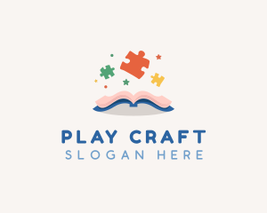 Puzzle Book Play logo design