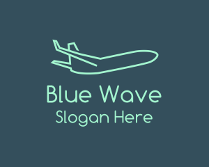 Minimalist Teal Airplane logo design