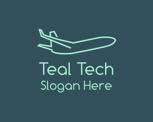 Minimalist Teal Airplane logo design