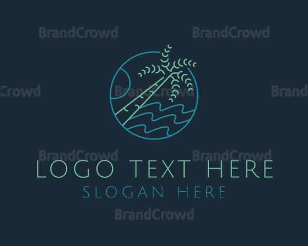 Beach Palm Tree Vacation Logo