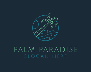 Beach Palm Tree Vacation logo design