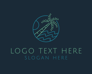 Beach Palm Tree Vacation Logo