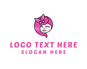 Cartoon - Kid Girl Butterfly logo design