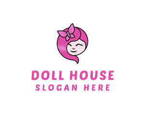 Doll - Kid Girl Butterfly logo design