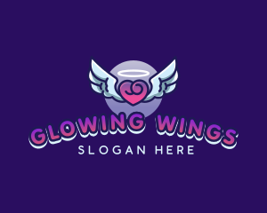 Heart Wings Halo logo design