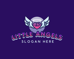 Heart Wings Halo logo design