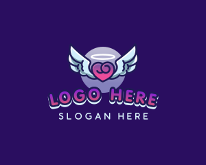 Videogame - Heart Wings Halo logo design