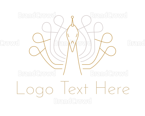 Golden Minimalist Peacock Logo