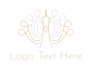 Cosmetic - Golden Minimalist Peacock logo design