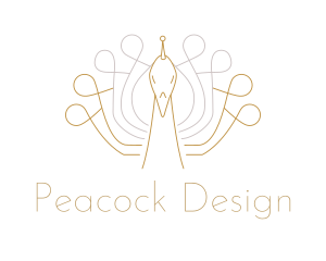 Peacock - Golden Minimalist Peacock logo design