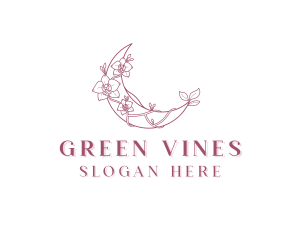 Vines - Flower Vines Moon logo design