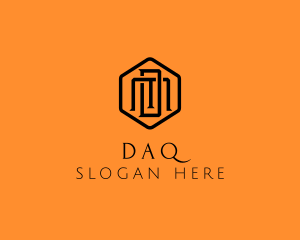 Black - Hexagonal Letter DM Company logo design