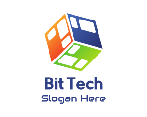 Colorful Tech Cube logo design