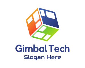 Colorful Tech Cube logo design