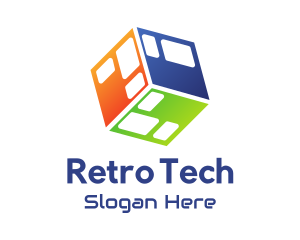 Colorful Tech Cube logo design