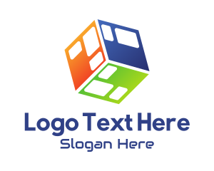 3d - Colorful Tech Cube logo design