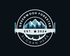 Forest Saw Woodcutter logo design