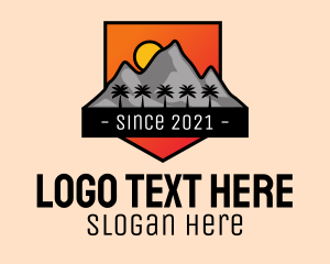 Sunset - Tropical Mountain Badge logo design