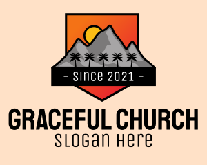 Trip - Tropical Mountain Badge logo design