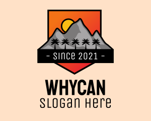 Camp - Tropical Mountain Badge logo design